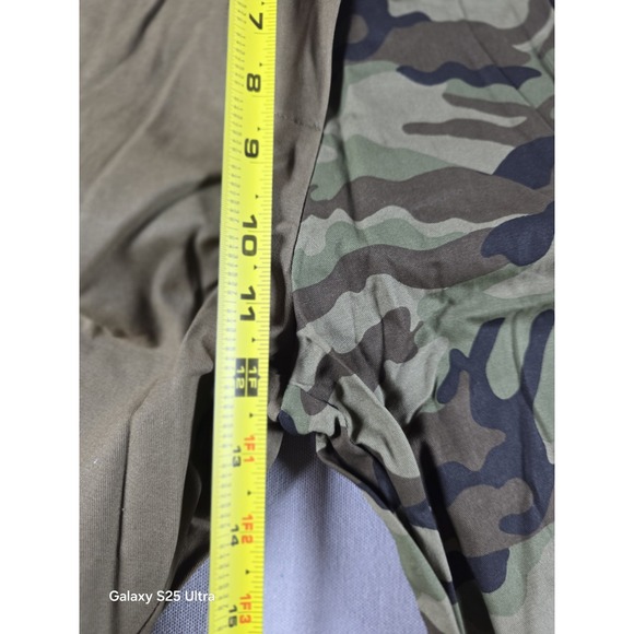 Choosy Olive Camo Two Tone Asymmetrical Waist Cuffed Trouser Utility Pant 8 NWT - Picture 4 of 9